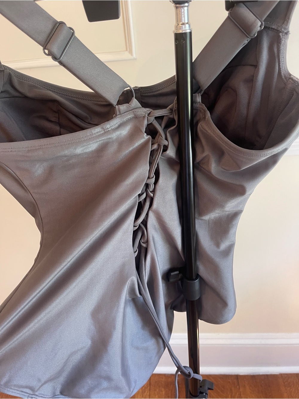 Women's TA3 Gray Underwire Swim Bodysuit with Adjustable Straps - Picture 2 of 4